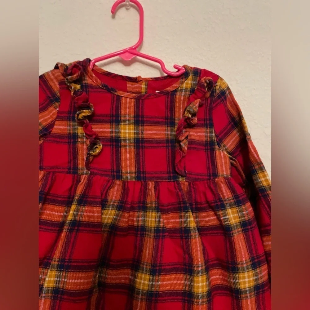 Tahari Vibrant Red and Yellow Plaid Peplum Top size 3T